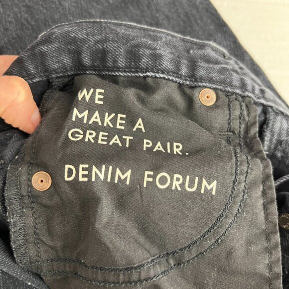 Denim Forum The‎ Patti Mid Rise Straight 31L Black Button Fly Sz 23 - Picture 11 of 14